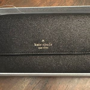 Black glitter medium Kate Spade wallet with strap